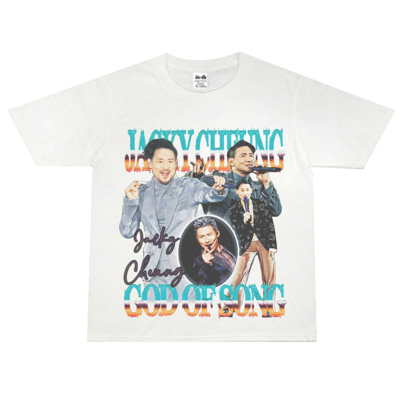 Film Star T Shirt Hong Kong God of Song Zhang Xueyou Printed Loose Street T-shirt