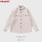 MIJKO Mens Jacket Loose Checked Jacket