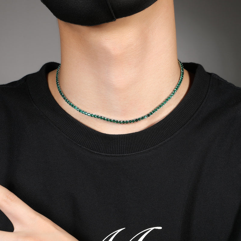 Chains Green Zircon Necklace 3mm Tennis Chain Fashion St. Valentine's Spectrum