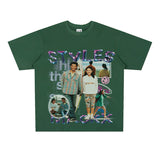 Film Star T Shirt Loose Heavy Crew Neck Street T-shirt