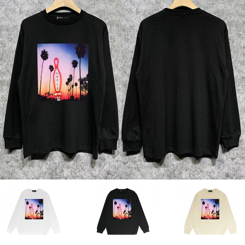 Purple Brand Long Sleeve T-Shirt Fashion Loose Long Sleeve Top