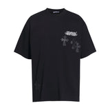 CHH Chrome Heart T Shirts Cross Color Leather Printed Short Sleeve T-Shirt Loose