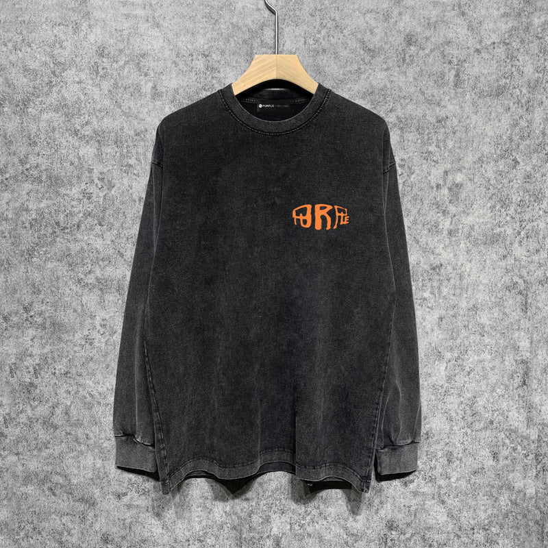 Purple Brand Distressed Long Sleeve Shirt Fashion Distressed Loose Long-sleeved Top