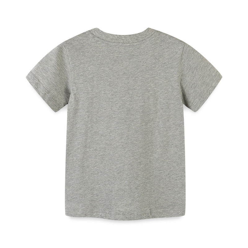 Boy T Shirt Children's T-shirt Children Cartoon Print T-shirt Summer Knitted Cotton round Neck Boy