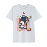 Basketball Sports T Shirt Summer Astronaut Short Sleeve T-Shirt Men And Women Loose