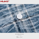MIJKO Mens Jacket Textured Plaid Shirt Jacket