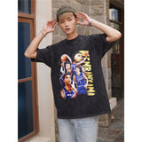 Basket Ball Star T Shirt Basketball Victor Wembanyama Washed Old American Short Sleeve Loose T-shirt