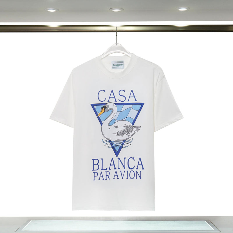 Casablanca T Shirts Fashion Casual Crew Neck Swan Print Tee
