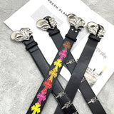 Chh Chrome Heart Belt Big Tongue Buckle Lychee Pattern