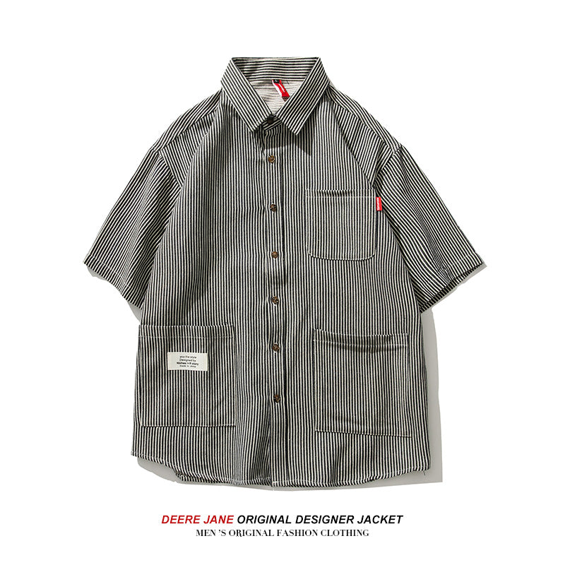 Men's Shirts Summer Short Sleeve Shirt Coat Men's Loose