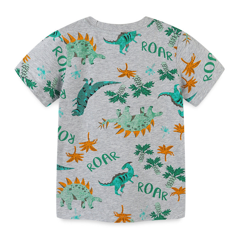Boy T Shirt Boys' T-shirt Short Sleeve Knitted Cotton Summer Cartoon Print Baby Bottoming Shirt