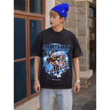 Film Star T Shirt Horror Movie Distressed Fierce Ghost Street Pure Cotton Loose Short Sleeve Trendy Heavy T-shirt Men
