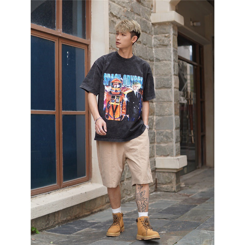 Film Star T Shirt Movie 2001 Space Roaming Printing Personalized Cotton Short Sleeve Loose round Neck Retro T-shirt