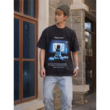 Film Star T Shirt Pure Cotton Loose Short Sleeve Retro Trendy round Neck Loose T-shirt for Men