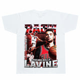 Basket Ball Star T Shirt Basketball Zach LaVine Washed Distressed Printed Cotton T-shirt Short Sleeve