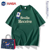 Nasa T Shirt Short Sleeve T-Shirt Men'S And Women'S Loose Half Sleeve Round Neck Summer