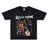 Basket Ball Star T Shirt Basketball Kevin Durant Washed Distressed Printed T-Shirt Personalized Short Sleeve Pure Cotton