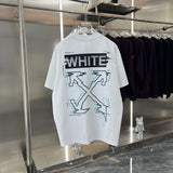 Off White T Shirts OW Striped Letter Arrow Crew Neck Pullover Short Sleeves