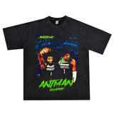 Basket Ball Star T Shirt Basketball Short Sleeve Anthony Edwards Washed Distressed T-shirt Loose