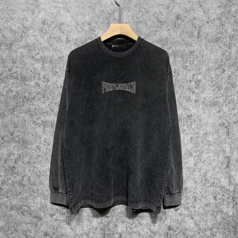 Purple Brand Distressed Long Sleeve Shirt Fashion Distressed Loose Long-sleeved Top