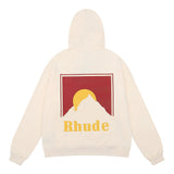 Rhude Hoodie Sunrise Printed Cotton Loose-Fitting Hoodie Sweatshirt