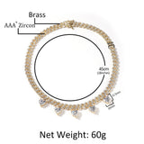 Chains Love Splicing Cuban Chain Zircon Necklace St. Valentine's
