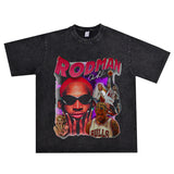 Film Star T Shirt Washed Old American Round Neck Loose T-Shirt Retro Short Sleeve