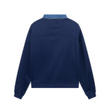 Rhude Hoodie Embroidery Denim Collar Stitching for Men and Women