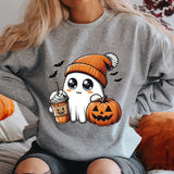 Women's Plus Cute Ghost Graphic Sweatshirts