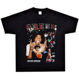 Basket Ball Star T Shirt Jalen Green Washed Distressed Printed T-Shirt Retro Short Sleeve Loose