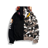 Bathing Ape Hoodie Shark Luminous Camouflage Jacket Men's Autumn and Winter Cardigan Zipper Embroidered Hooded Sweater