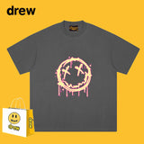 Drew T Shirts Flame Smiley Face Short Sleeve Print