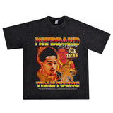 Basket Ball Star T Shirt Trae Young Washed Distressed Printed American T-shirt Loose Retro