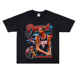 Basket Ball Star T Shirt Basketball Kevin Durant Washed Distressed Printed T-Shirt Personalized Short Sleeve Pure Cotton
