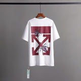 Off Whtie T Shirts Red Spider Arrow Print Men And Women Same Style Fashion Brand Short Sleeve