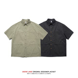 Men Shirts Summer Short Sleeve Shirt Men's Loose Shirt Coat
