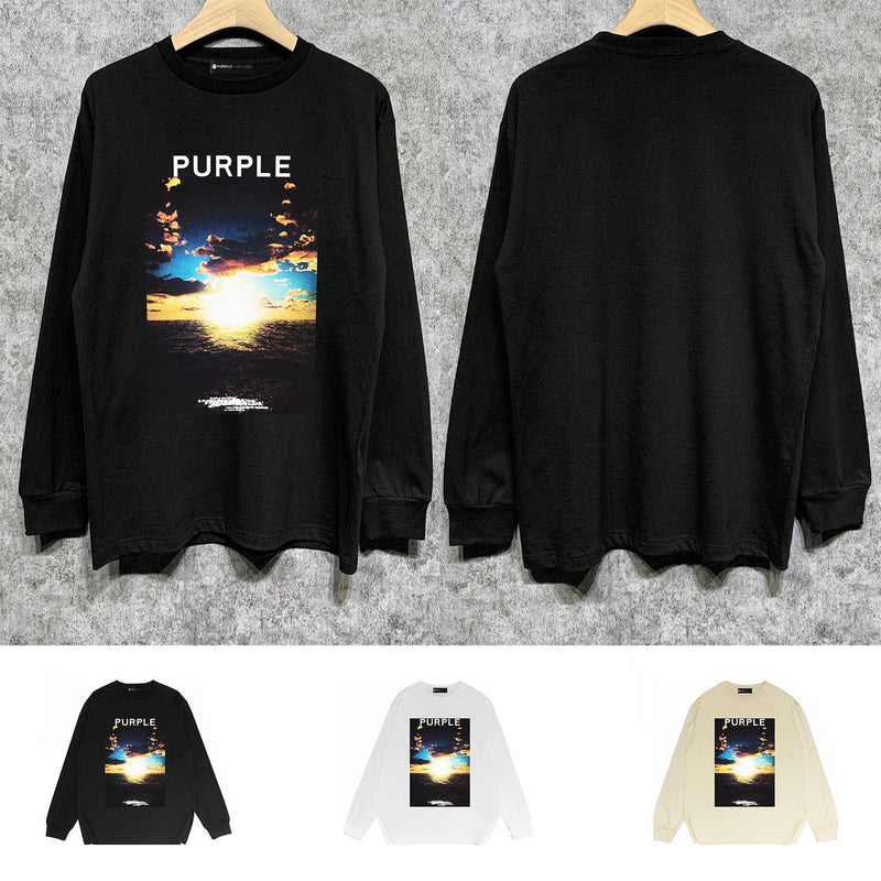 Purple Brand Long Sleeve T-Shirt Fashion Loose Long Sleeve Top