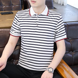 Mariner Shirt Polo Men's Short Sleeve Slim Fit Stripe Trendy Navy-Striped Shirt T-shirt