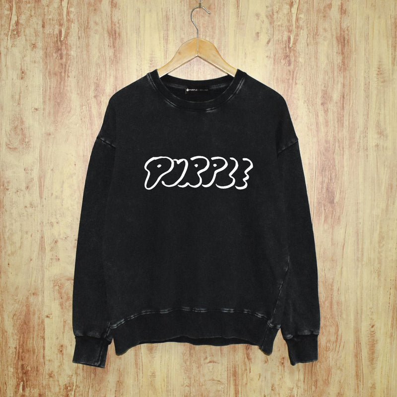 Purple Brand Distressed Sweatshirt Retro Vintage Crew Neck Sweater