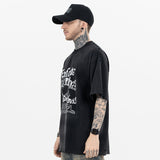 ERD T Shirts Creative Letters Ripped Washed Short Sleeve T-shirt