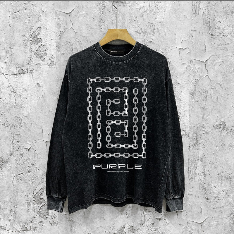 Purple Brand Distressed Long Sleeve Shirt Fashion Distressed Loose Long-sleeved Top