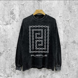 Purple Brand Distressed Long Sleeve Shirt Fashion Distressed Loose Long-sleeved Top