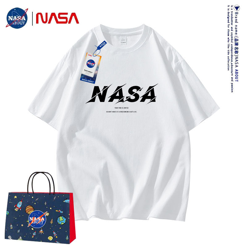 Nasa T Shirt Cotton Short Sleeve T-Shirt Men'S Round Neck Bottoming Shirt Half Sleeve