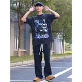 Basket Ball Star T Shirt Basketball Washed Distressed Printed T-shirt Retro Short Sleeve Hip Hop round Neck Loose