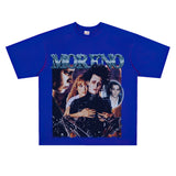 Film Star T Shirt Edward Short Sleeve Loose Retro American Street T-shirt Men and Women