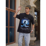 Film Star T Shirt Pure Cotton Loose Short Sleeve Retro Trendy round Neck Loose T-shirt for Men