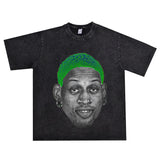 Film Star T Shirt Washed Old American Round Neck Loose T-Shirt Retro Short Sleeve