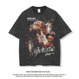 Nba T-shirt Summer Printed Short-Sleeved T-shirt Heavy Cotton Washed Distressed Top for Men