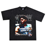 Basket Ball Star T Shirt Basketball Short Sleeve Anthony Edwards Washed Distressed T-shirt Loose