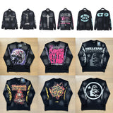 HS long-sleeve T-shirt old washing water loose casual T-shirt